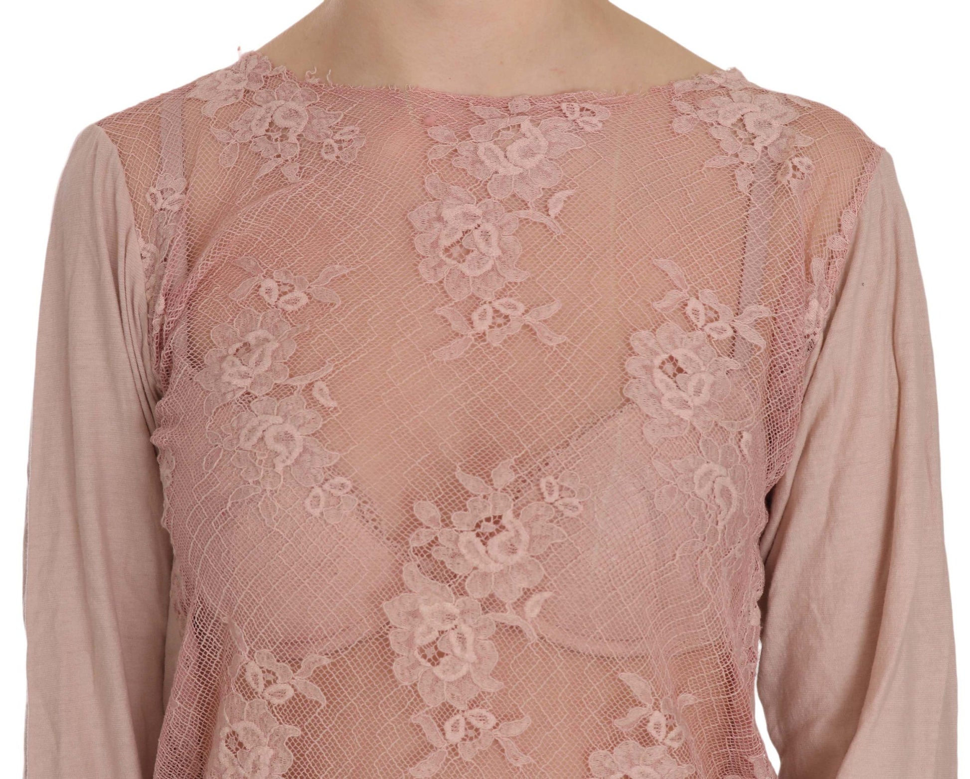 Pink lace top with long sleeves
