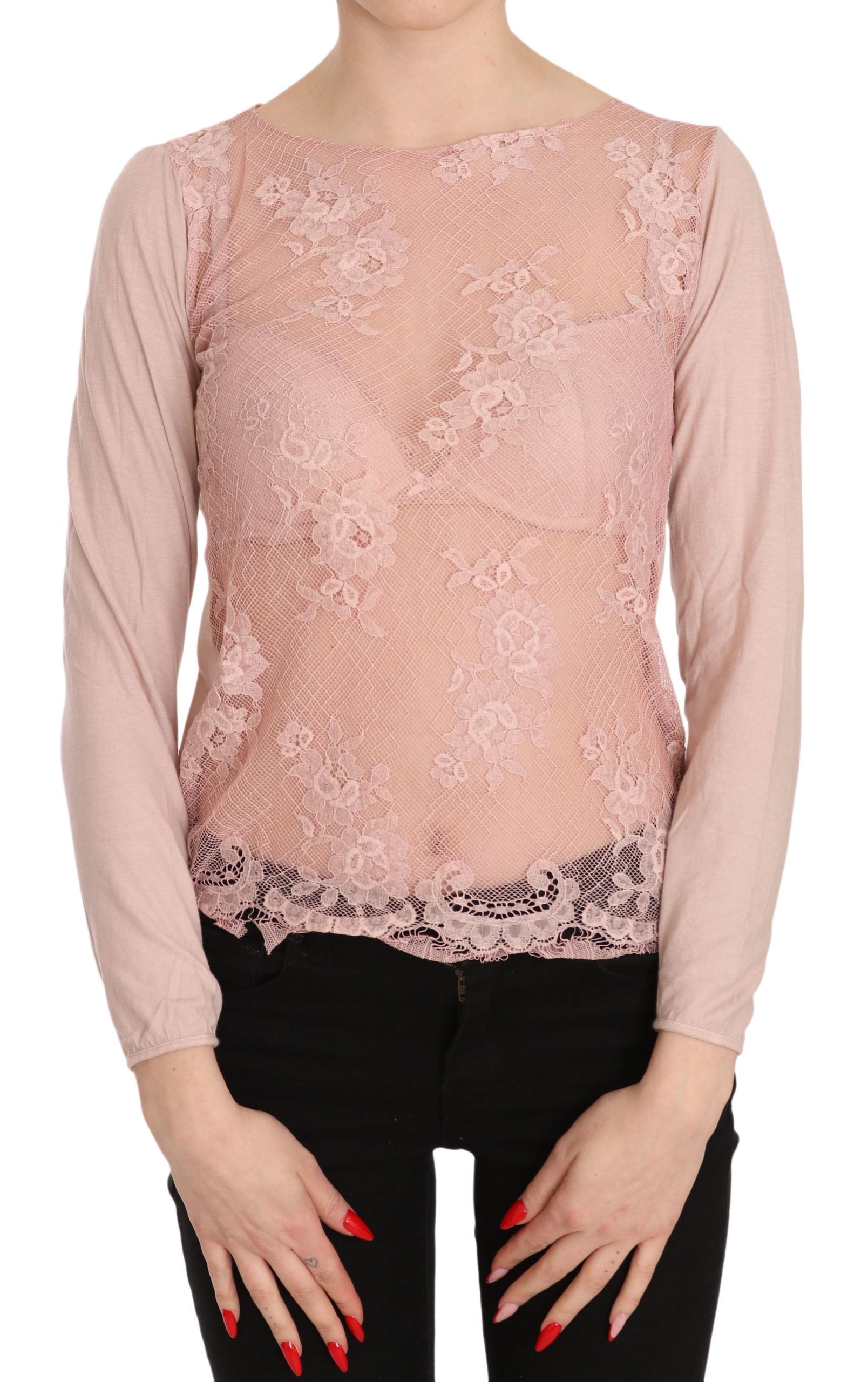 Long sleeve lace top on a woman