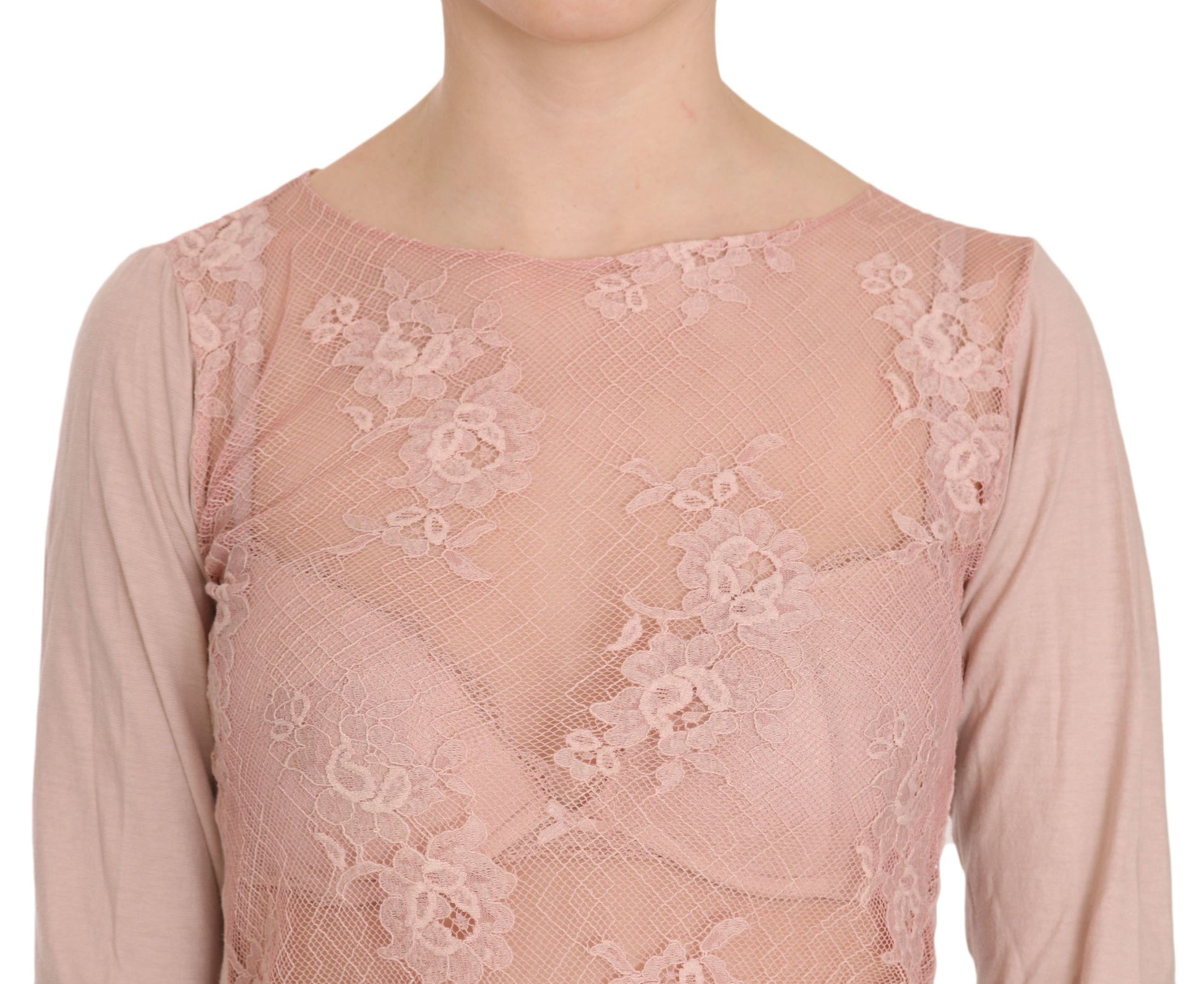 Pink lace top with long sleeves