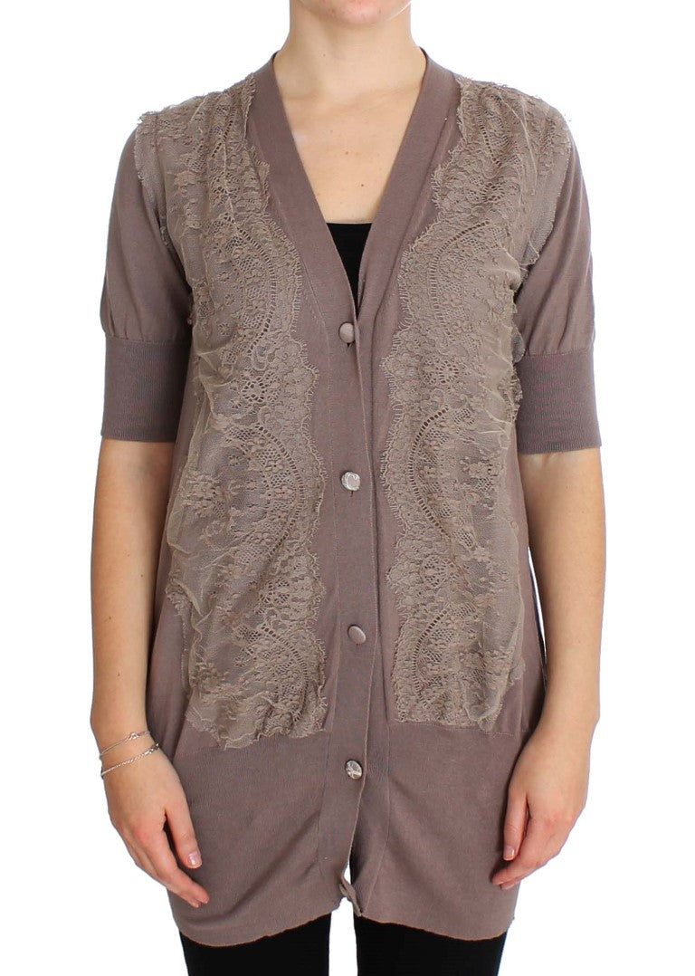 Long sleeve cardigan with lace detailing