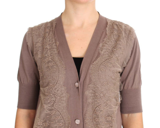 Brown lace up cardigan