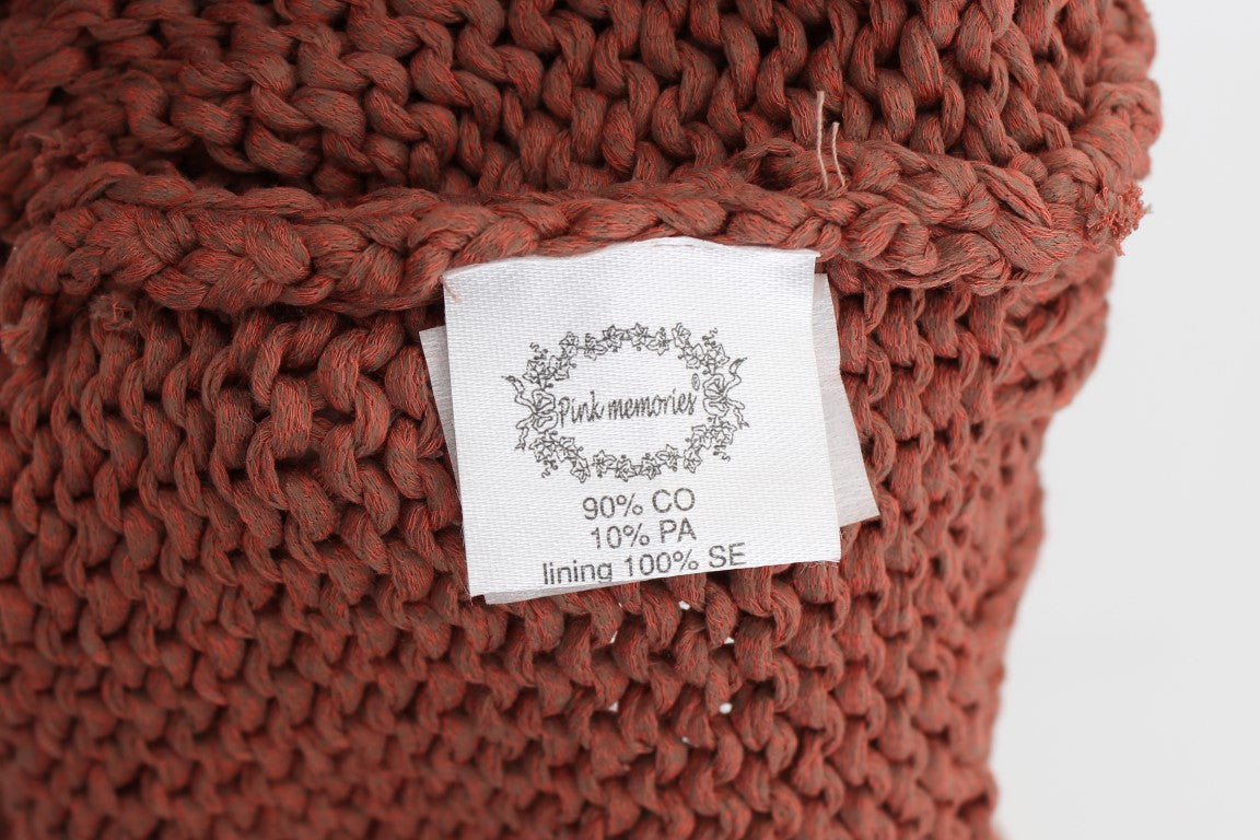 Handmade knitted red scarf with label
