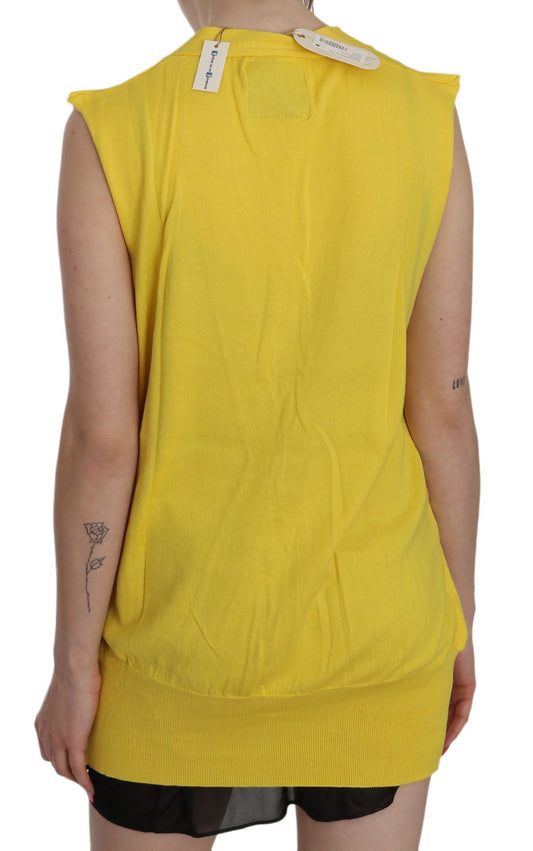 Yellow sleeveless top on a person