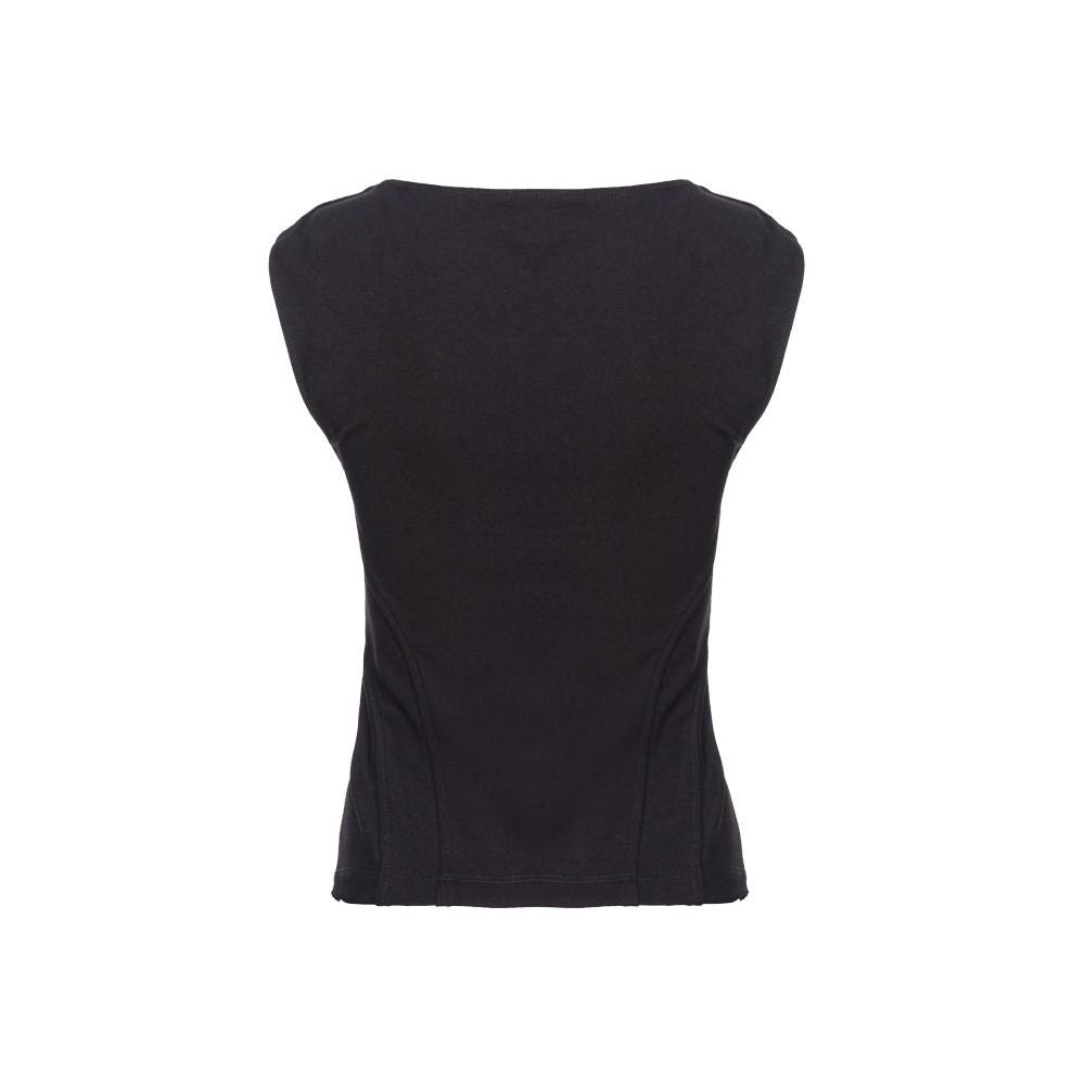 Black nylon t-shirt with short sleeves