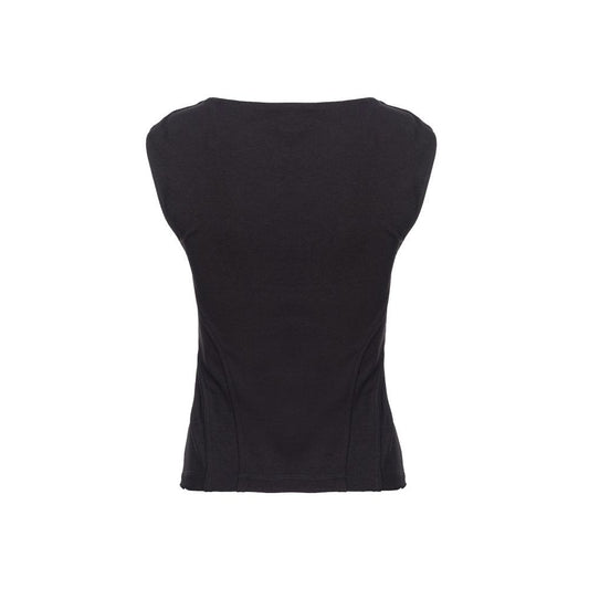Black nylon t-shirt with short sleeves