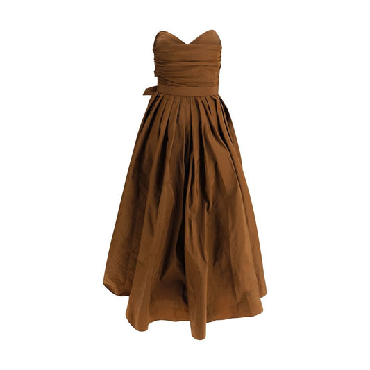 Brown strapless dress with ruffles