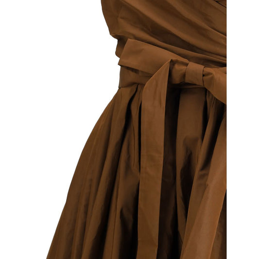 Brown strapless dress with ruffles