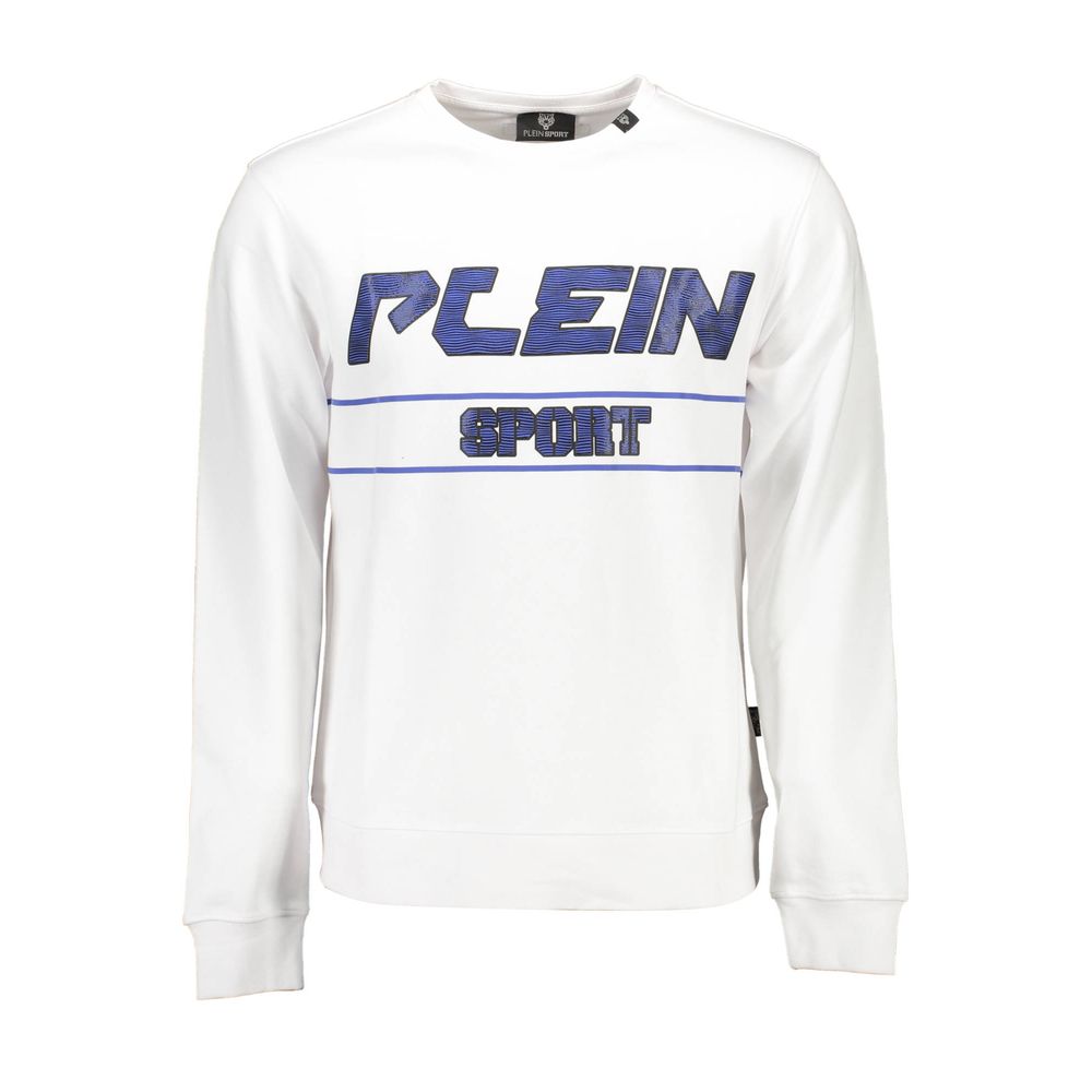 White sweatshirt with blue lettering