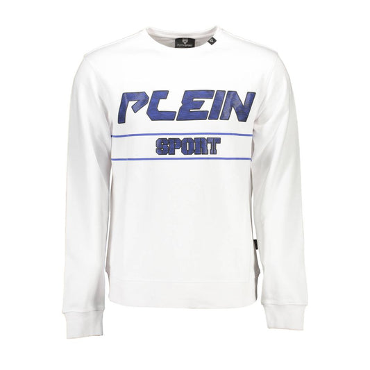White sweatshirt with blue lettering