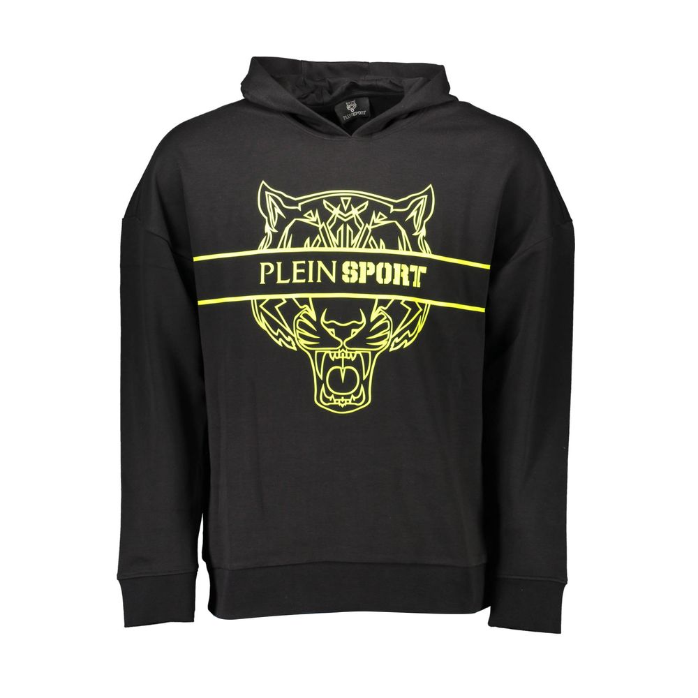 Black hoodie with yellow graphic and text