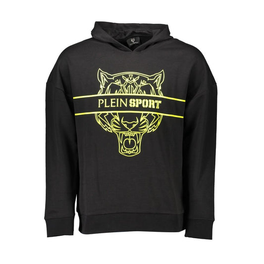 Black hoodie with yellow graphic and text
