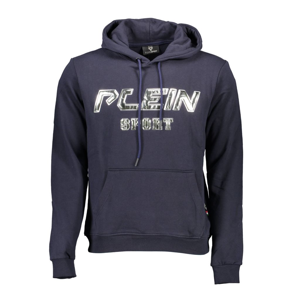 Blue hoodie with white lettering