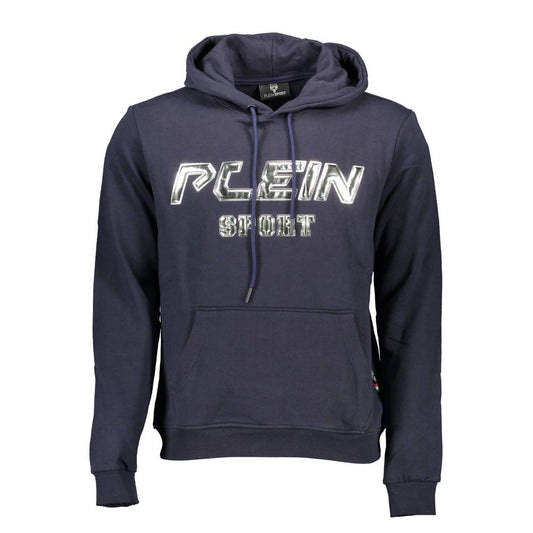 Blue hoodie with white lettering