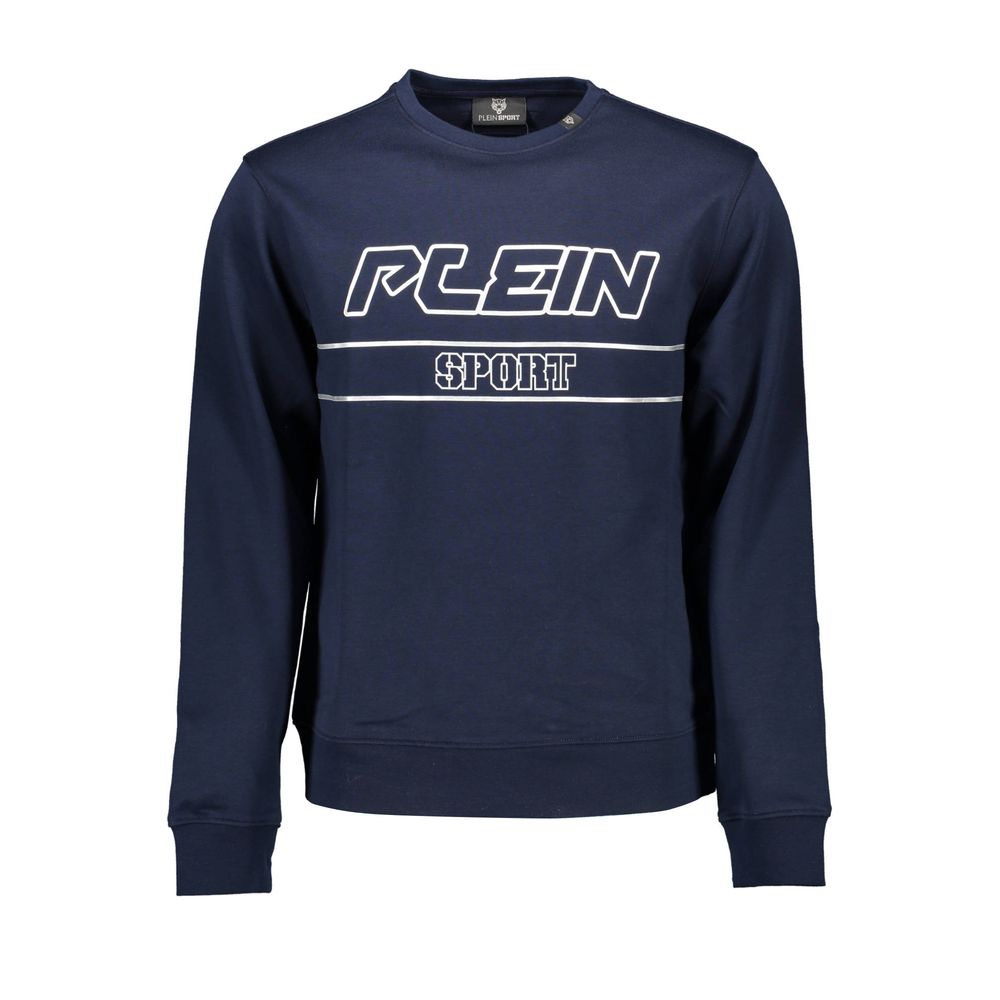Blue sweatshirt with white lettering and design