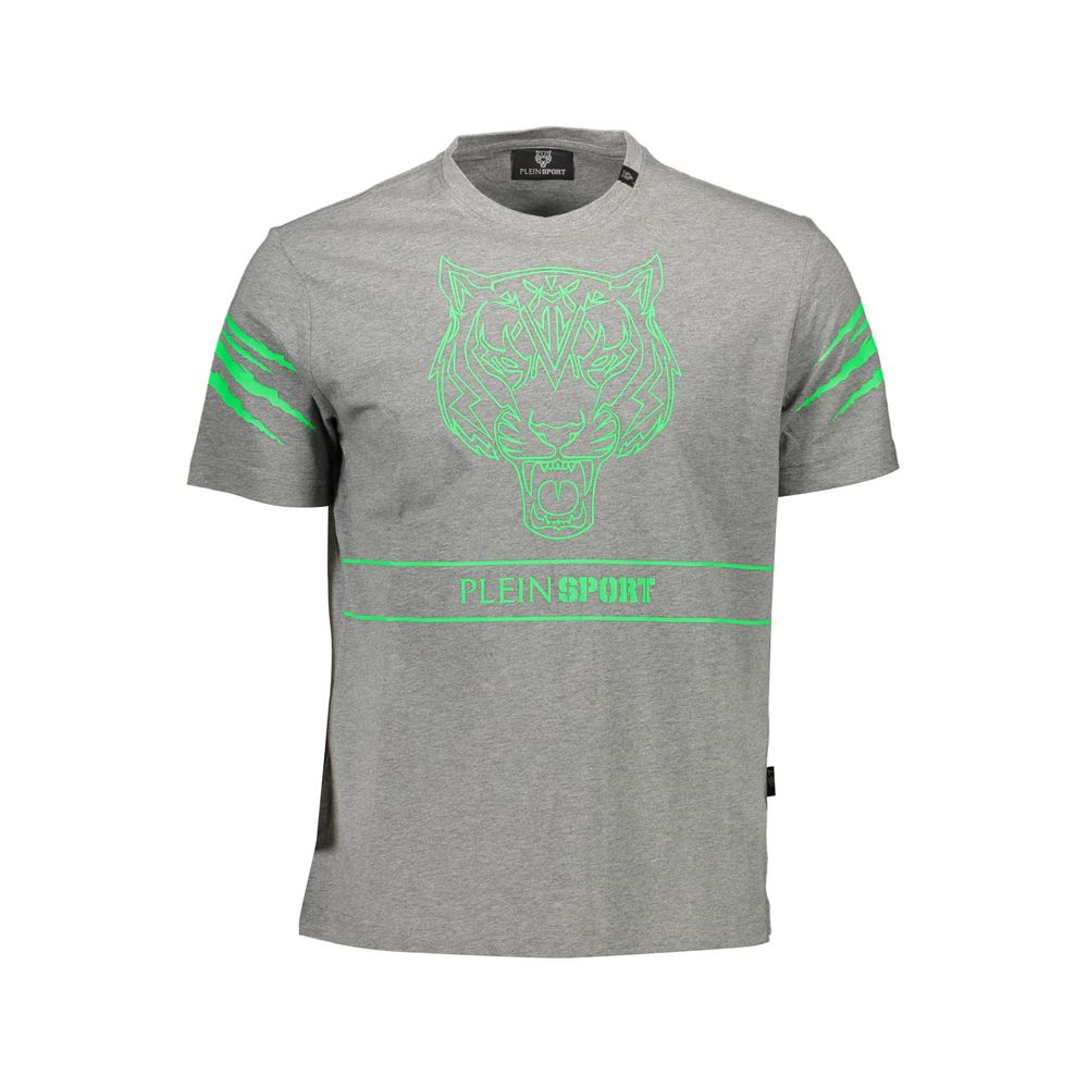 Grey t-shirt with green graphic design