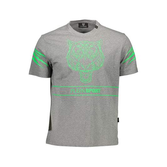 Grey t-shirt with green graphic design