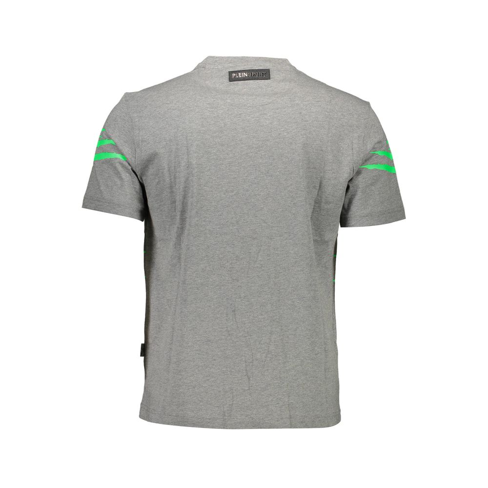 Short sleeved gray t-shirt with green trim