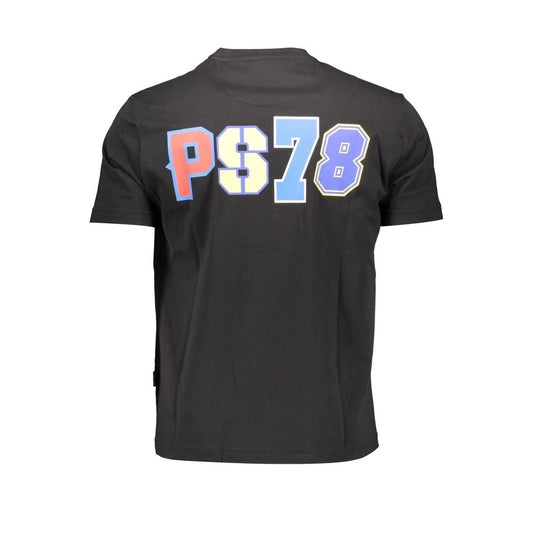 Black t-shirt with white letters sp78 on back