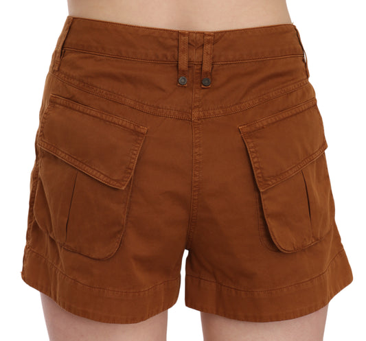 Brown cargo shorts with pockets on sides