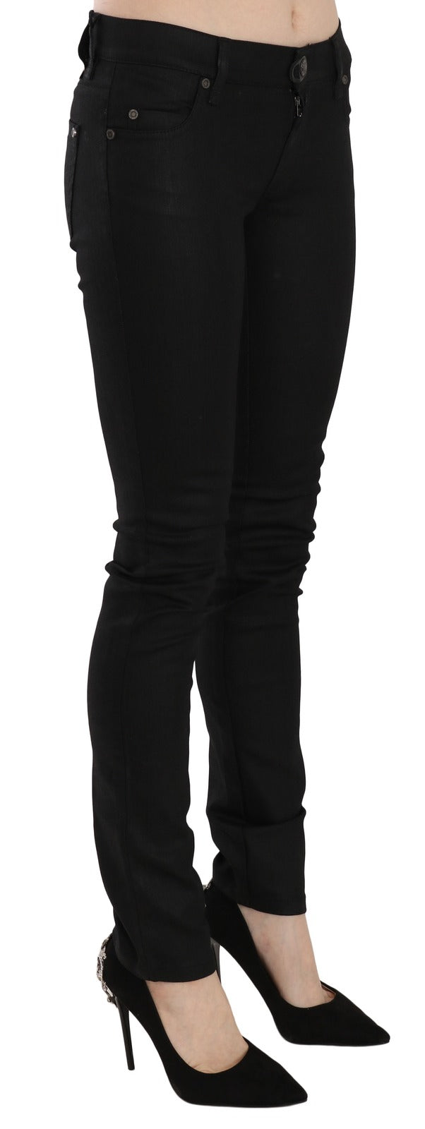 Pair of black skinny jeans on a model