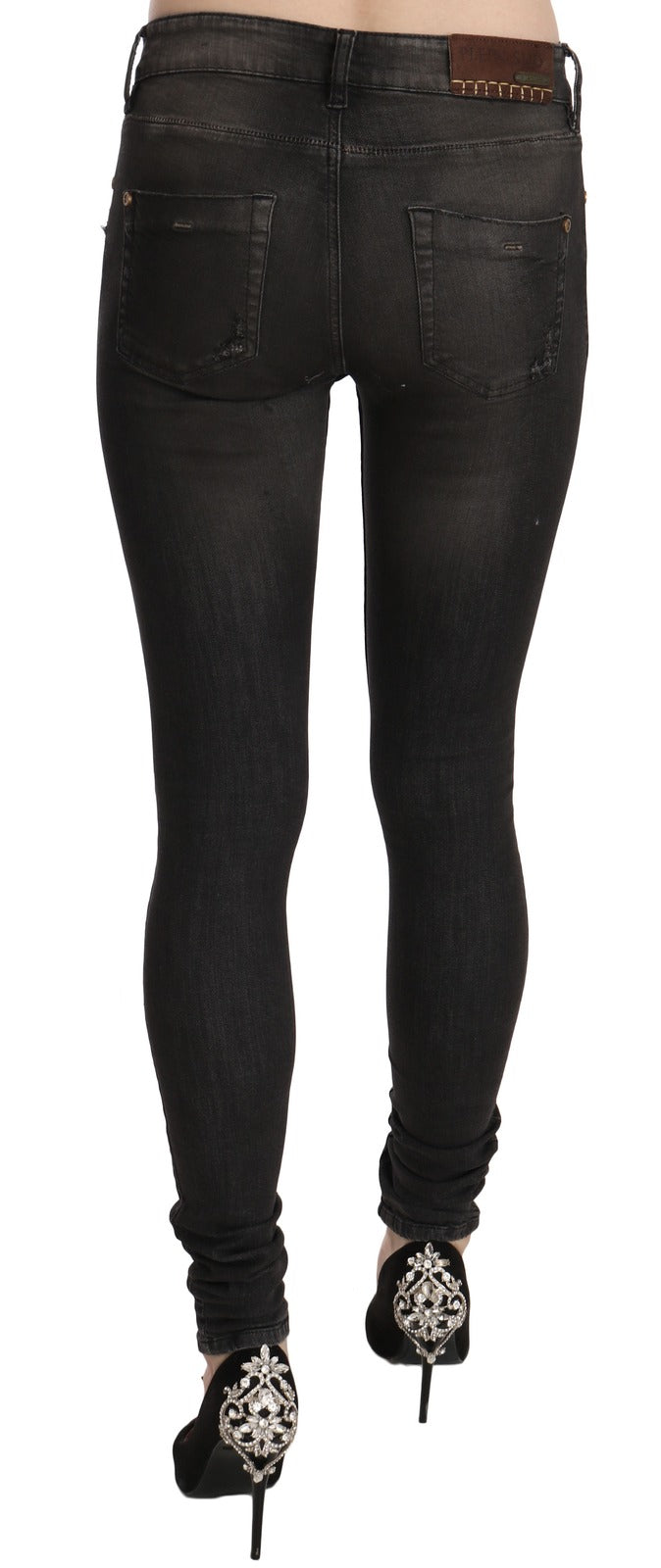 Pair of dark blue skinny jeans on a mannequin