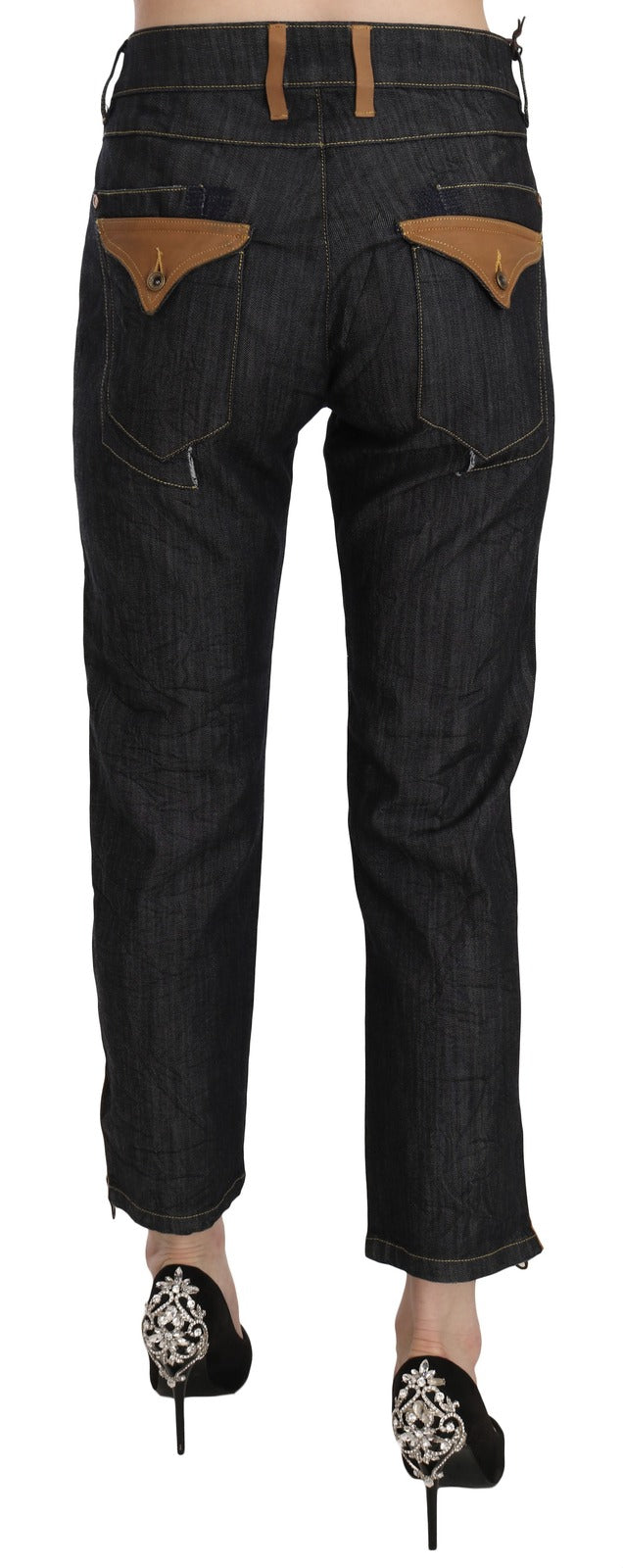 Pair of women's jeans with pockets on thighs