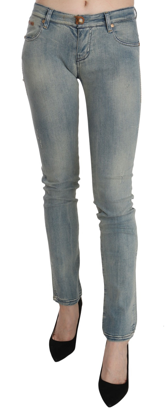 Pair of blue denim jeans on a mannequin
