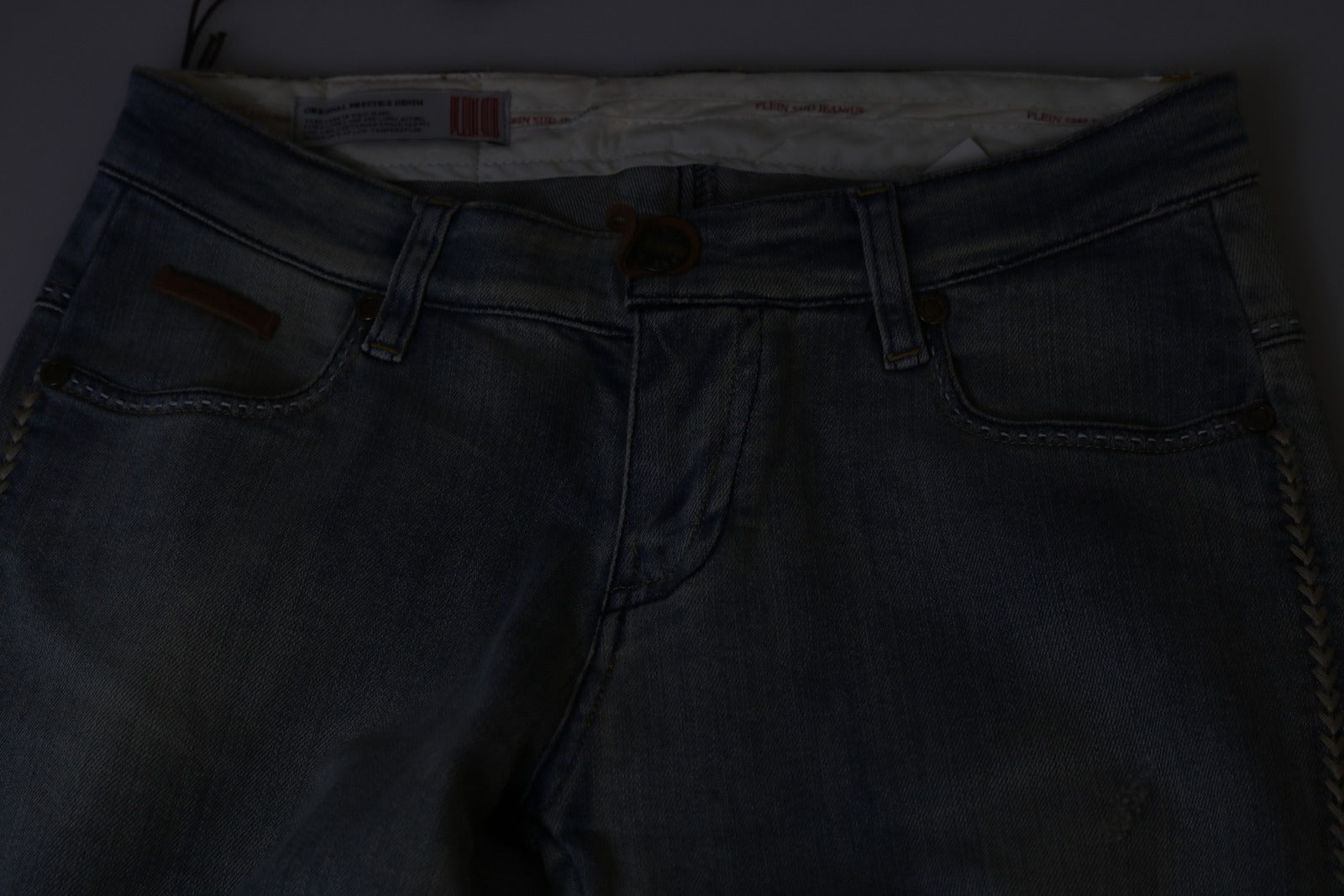Pair of blue jeans on a table