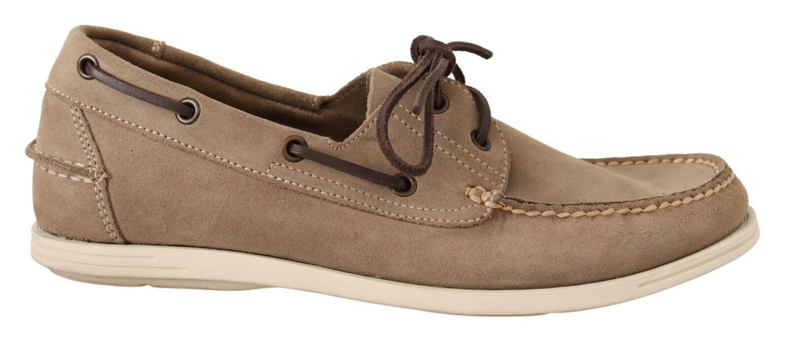 Brown boat shoe with laces and side strap