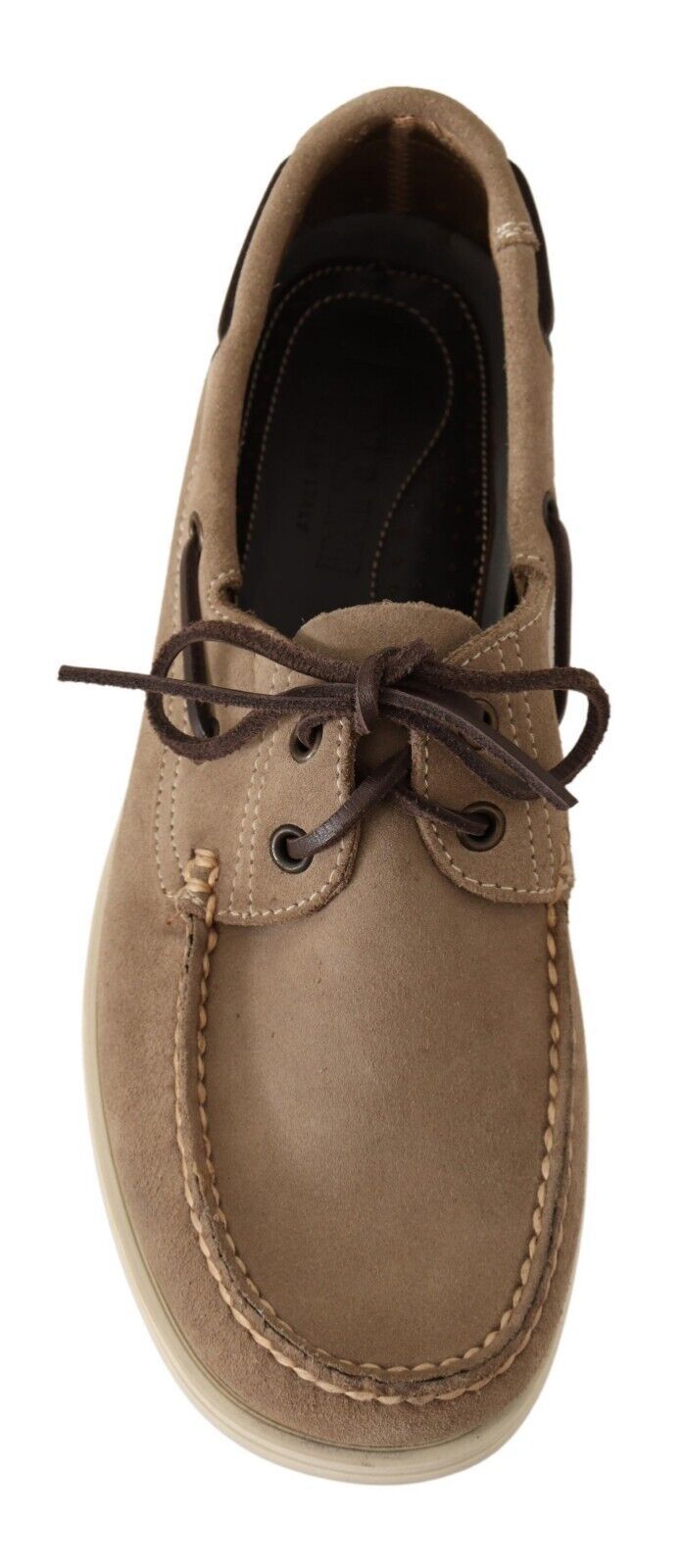 Brown leather shoe with laces and a bow on top