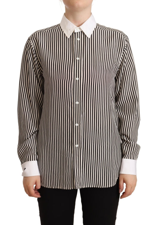 Black and white striped shirt with long sleeves