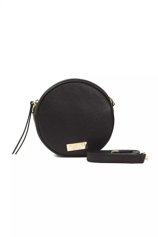 Black leather clutch purse with gold accents
