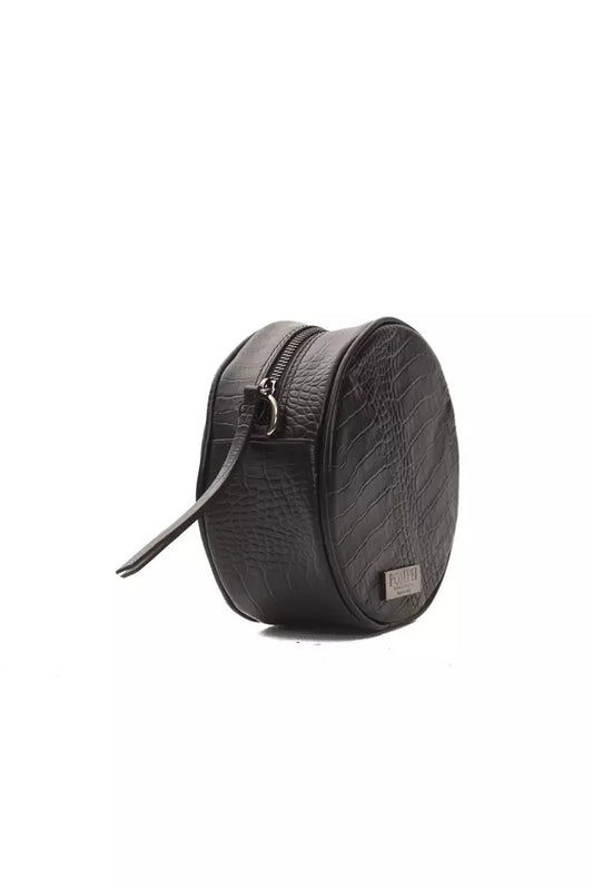 Black leather wallet with silver buckle