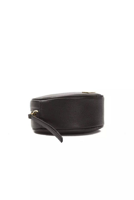 Black leather belt with gold buckle