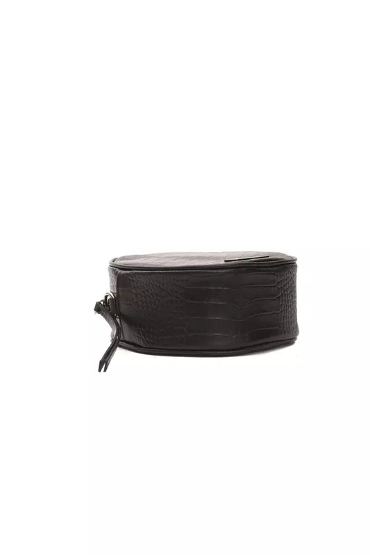 Black leather belt with silver buckle