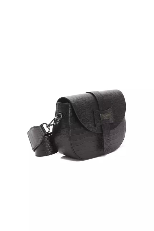 Black leather crossbody bag with adjustable straps