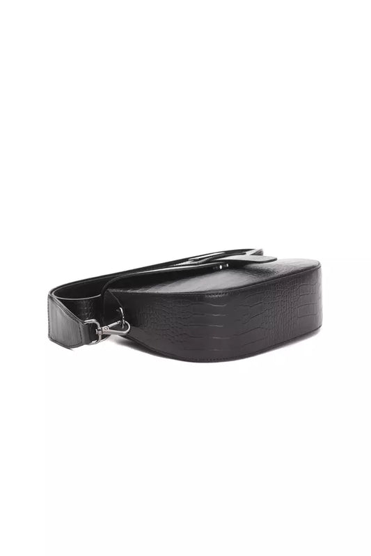 Black leather belt with silver buckle