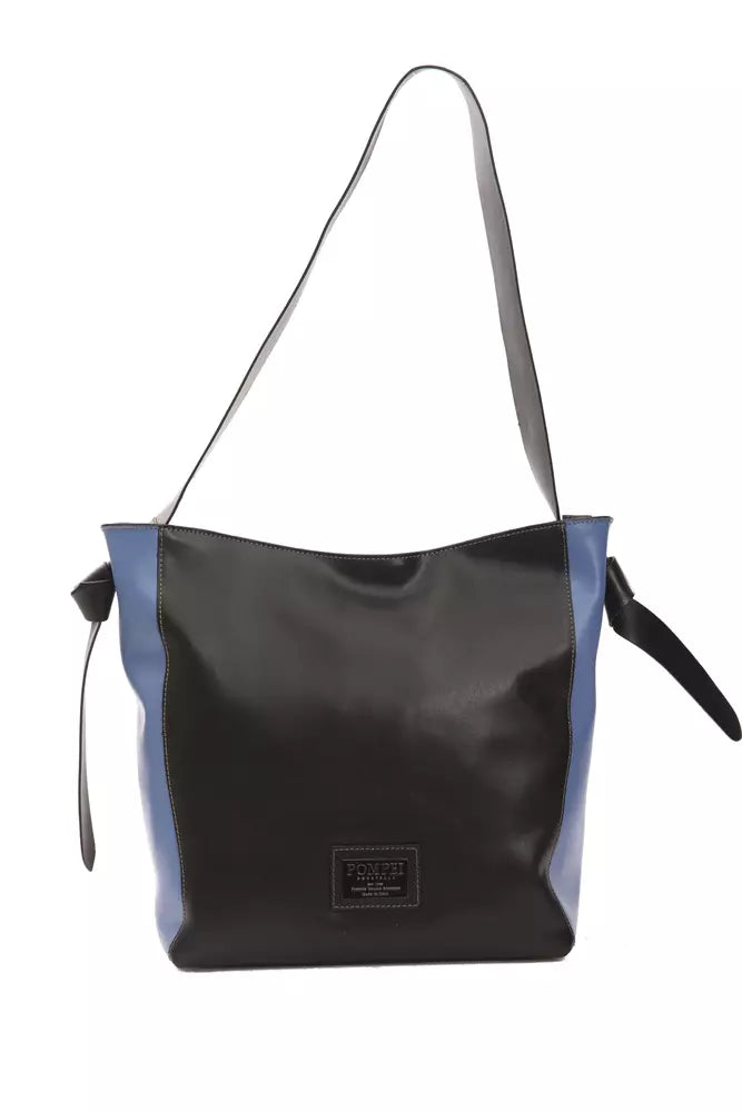 Blue and black tote bag with handles