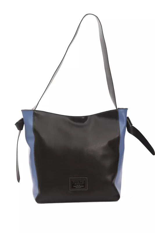 Blue and black tote bag with handles