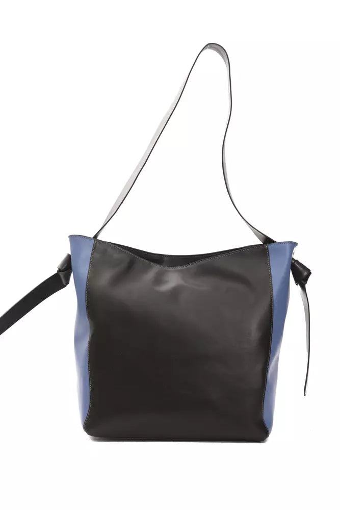 Blue and black tote bag with handles