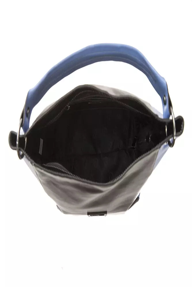 Blue and gray face mask with straps