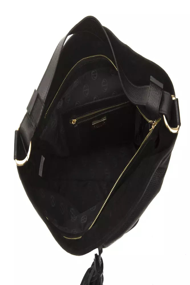 Black backpack with gold accents