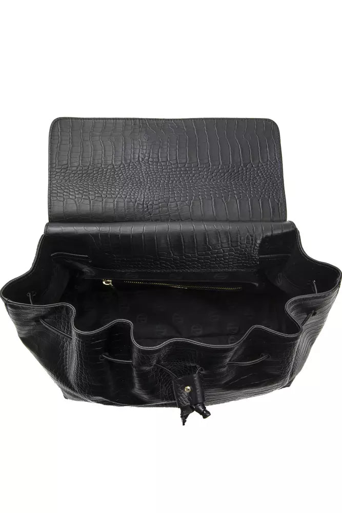 Black leather wallet with zipper closure