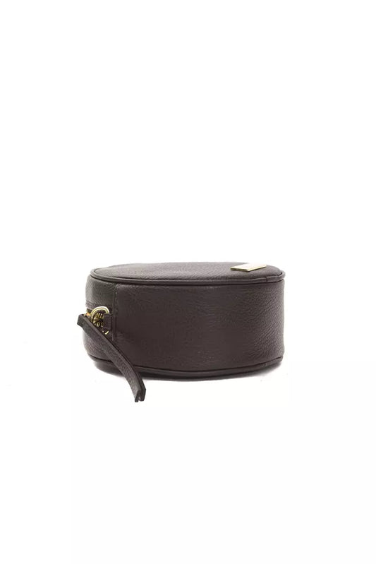 Brown leather wallet with gold buckle