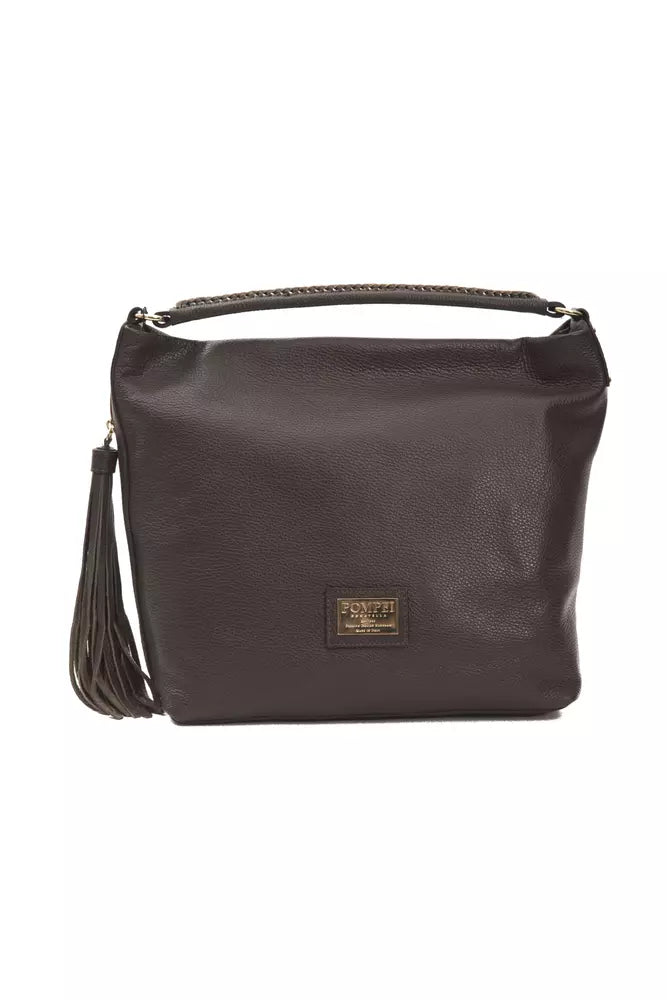 Brown leather crossbody bag with fringe detailing