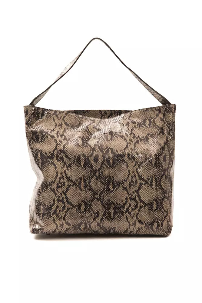Snake print handbag with two handles