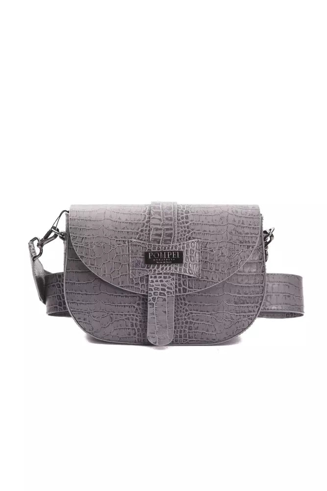 Grey crossbody bag with embossed texture