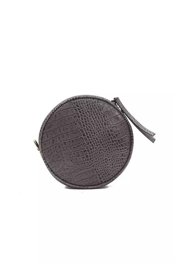Small circular leather wallet with a handle