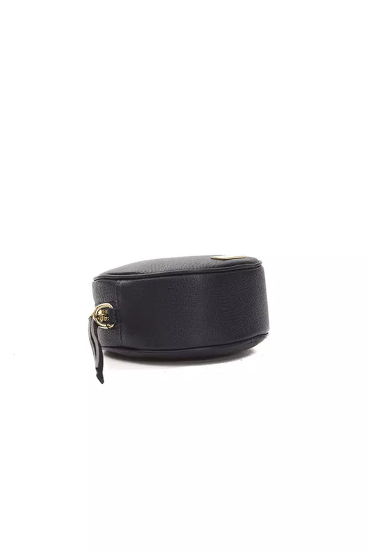 Black leather belt with gold buckle