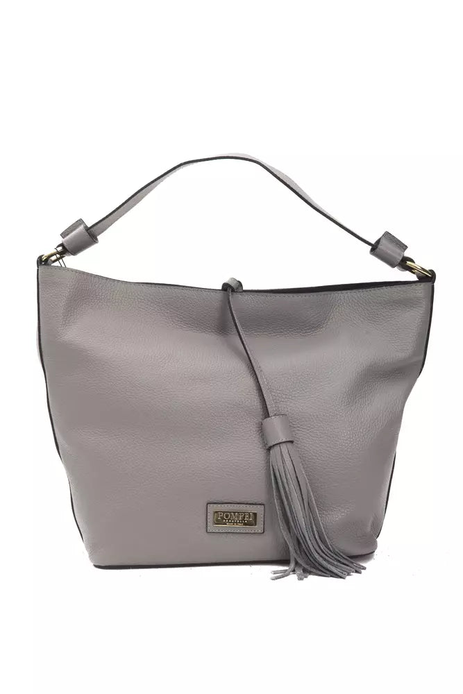 Grey purse with fringe detailing